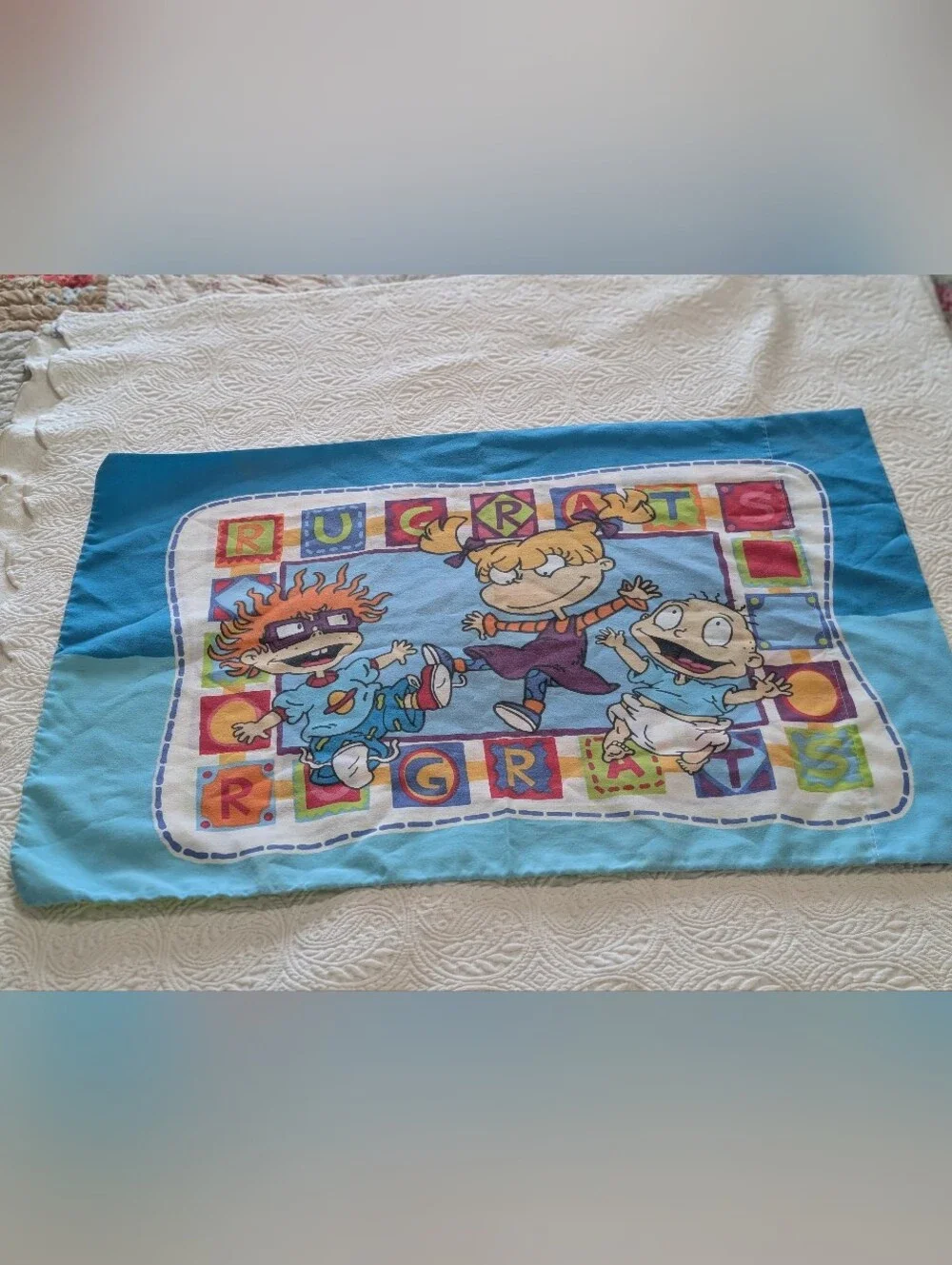 Vintage 1999 Nickelodeon Rugrats Standard Pillowcase Cartoon Collectible Y2K